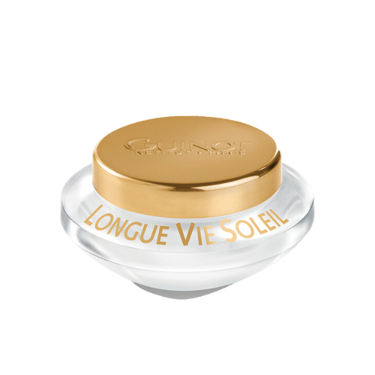 "GUINOT Crème Longue Vie Soleil 50ml – Crème anti-âge et protectrice pour le visage, conçue pour protéger la peau des effets du soleil tout en réduisant les signes de vieillissement. Enrichie en actifs anti-âge, elle préserve la jeunesse de la peau tout en offrant une protection solaire optimale. Disponible sur laparadulac.com, la meilleure parapharmacie en Tunisie. Commandez dès maintenant et profitez de la livraison rapide partout en Tunisie."