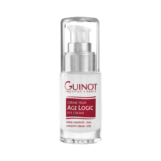 "GUINOT Crème Yeux Age Logic 15ml – Soin anti-âge spécifique pour le contour des yeux, conçu pour atténuer les signes de fatigue, réduire les cernes et les poches, et lisser les rides. Grâce à sa formule innovante, cette crème nourrit intensément la peau délicate du contour des yeux tout en apportant un effet liftant immédiat. Résultats visibles : regard rajeuni et reposé. Disponible sur laparadulac.com, la meilleure parapharmacie en Tunisie. Commandez dès maintenant et profitez de la livraison rapide parto