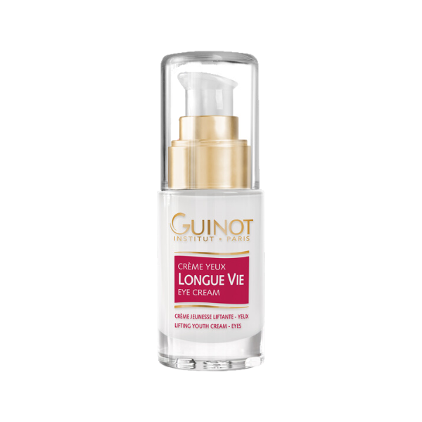 GUINOT Crème Yeux Longue Vie – soin contour des yeux anti-rides et anti-âge, crème régénérante regard, cosmétique française Guinot, parapharmacie en ligne Tunisie, produits de beauté hydratants et éclaircissants, soins visage professionnels, acheter Guinot Tunisie sur laparadulac.com