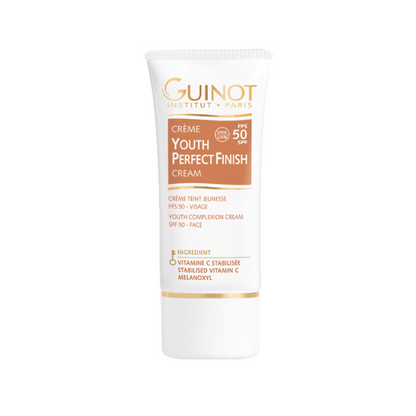 GUINOT Crème Youth Perfect Finish SPF50+ – crème teintée anti-âge haute protection solaire, soin visage hydratant et unifiant, cosmétique française Guinot, parapharmacie en ligne Tunisie, produits de beauté protecteurs et illuminateurs, soins visage professionnels, acheter Guinot Tunisie sur laparadulac.com