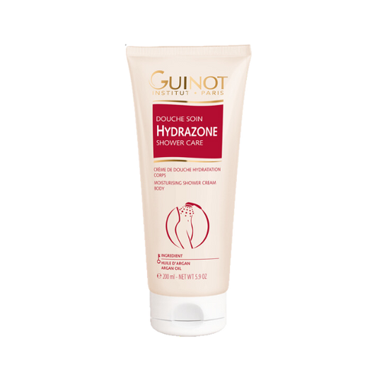 "GUINOT Douche Crème Hydrazone 200ml – Crème douche hydratante enrichie pour nourrir et adoucir la peau tout en offrant une sensation de bien-être. Idéale pour une peau douce, souple et intensément hydratée. Disponible sur laparadulac.com, la meilleure parapharmacie en Tunisie. Commandez dès maintenant et profitez de la livraison rapide partout en Tunisie."