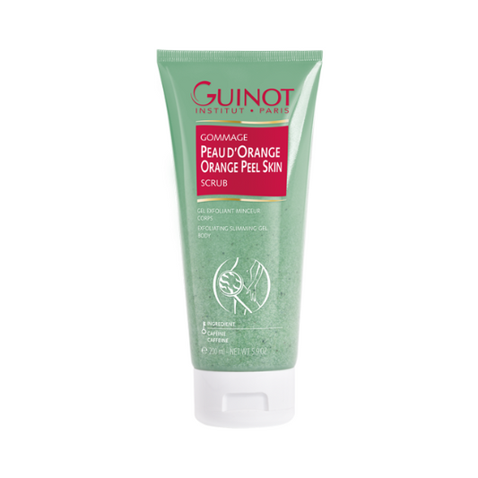 "GUINOT Gommage Peau d'Orange 200ml - Exfoliant puissant pour éliminer les cellules mortes, lisser la peau et atténuer l'apparence de la cellulite. Offrez à votre peau un soin raffermissant et revitalisant. Disponible sur LaParaDuLac.com, votre parapharmacie en ligne en Tunisie et à Tunis. Livraison rapide et prix attractifs."