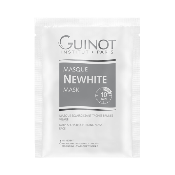 "GUINOT Masque NEWHITE 7*30ml – Masque éclaircissant et unifiant, conçu pour uniformiser le teint et réduire les taches pigmentaires. Grâce à sa formule innovante, ce masque agit en profondeur pour illuminer la peau, tout en la nourrissant et la revitalisant. Il offre un éclat instantané et une peau visiblement plus lumineuse. Disponible sur laparadulac.com, la meilleure parapharmacie en Tunisie. Commandez dès maintenant et profitez de la livraison rapide partout en Tunisie."