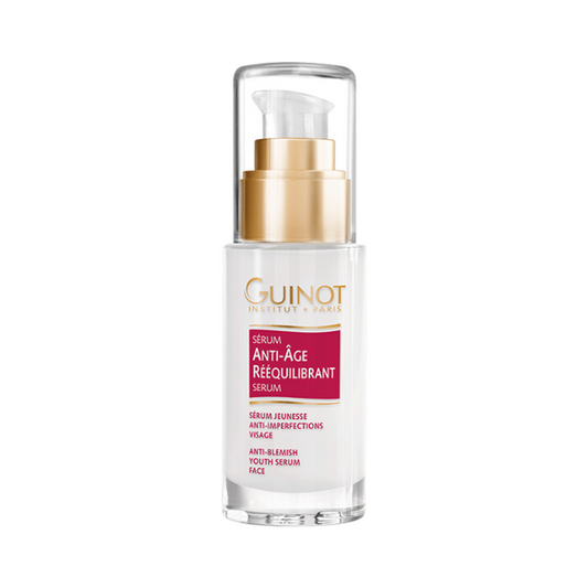 "GUINOT Sérum Anti-Âge Rééquilibrant 30ml - Soin visage rééquilibrant qui combat les signes de l'âge, améliore l'élasticité de la peau et réduit les rides. Disponible sur LaParaDuLac.com, votre parapharmacie en ligne de référence en Tunisie et à Tunis. Profitez d'une livraison rapide et d'offres attractives."