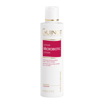 GUINOT Lotion Microbiotic – soin matifiant anti-brillance en vente sur laparadulac.com, parapharmacie Tunisie spécialisée dans les soins peaux grasses.

