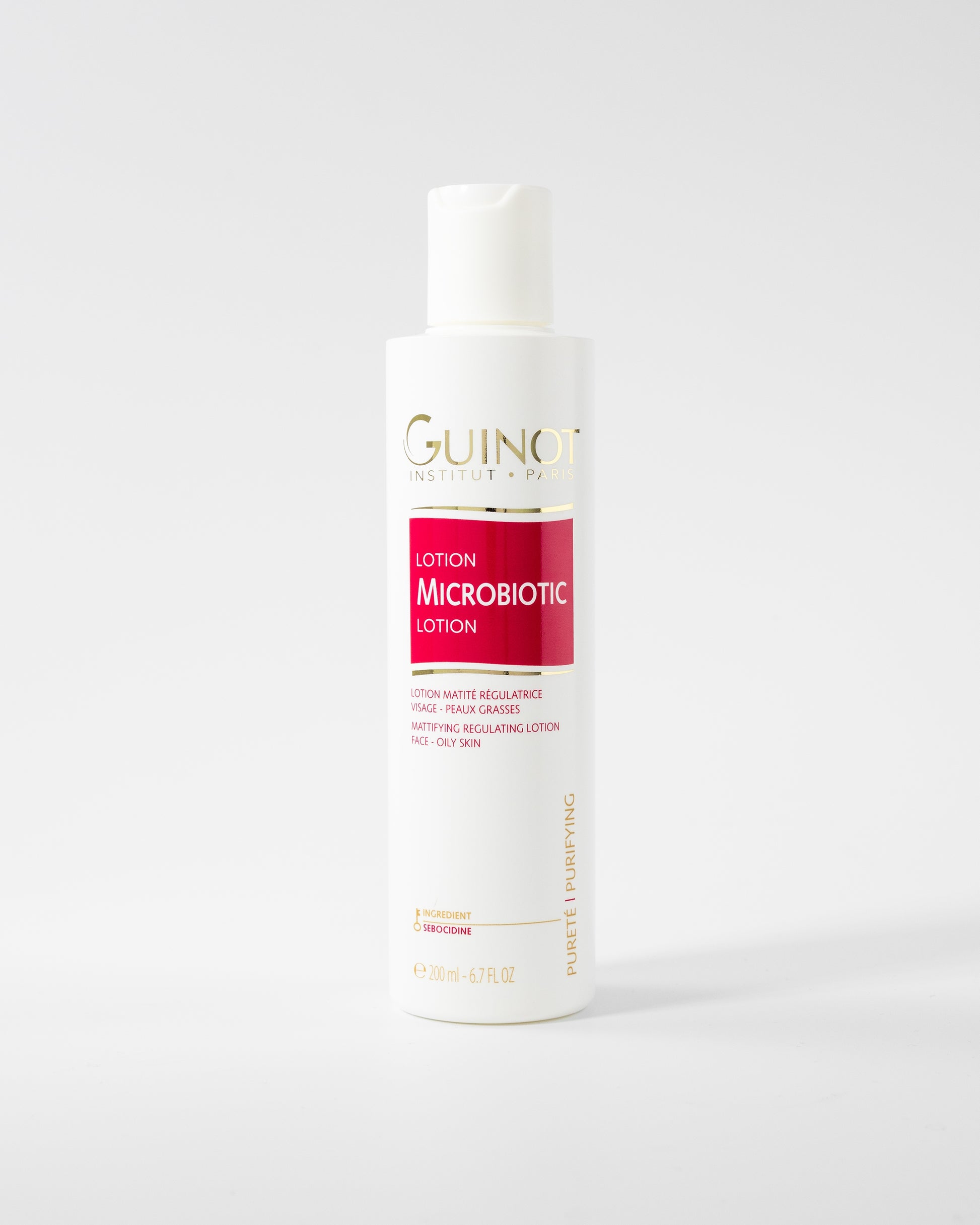 GUINOT Lotion Microbiotic – soin matifiant anti-brillance en vente sur laparadulac.com, parapharmacie Tunisie spécialisée dans les soins peaux grasses.