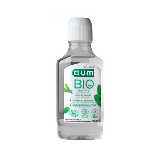 Bain de bouche bio GUM à la menthe fraîche avec aloe vera 300ml, sur laparadulac.com parapharmacie Tunisie pour hygiène bucco-dentaire naturelle