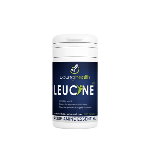 Leucine Young Health 100 gélules sur laparadulac.com, parapharmacie Tunisie : complément essentiel pour masse musculaire, récupération et énergie.