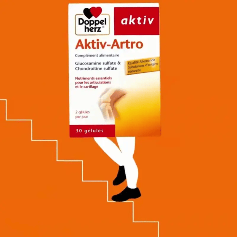 Complément articulations AKTIV Artro – glucosamine et chondroïtine pour cartilage sain – disponible sur laparadulac.com, parapharmacie Tunisie.

