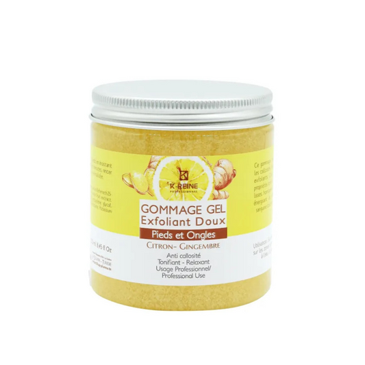 Gommage pieds K-Reine Citron Gingembre 250ml à retrouver sur laparadulac.com, parapharmacie Tunisie pour exfolier et rafraîchir naturellement vos pieds.

