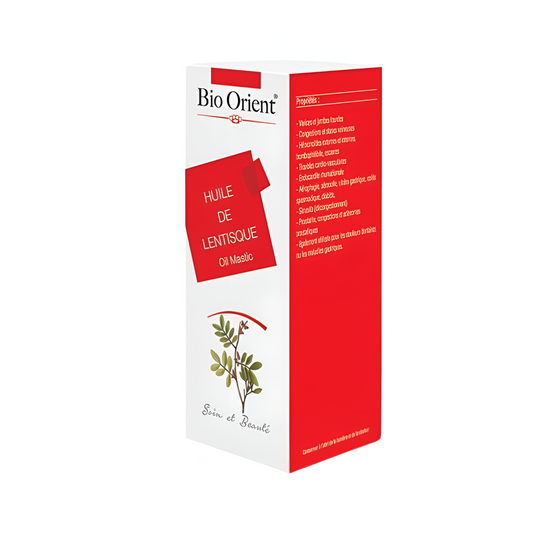 Huile de lentisque Bio Orient 90ml – soin bio pour peau douce et hydratée, en vente sur laparadulac.com, parapharmacie Tunisie.
