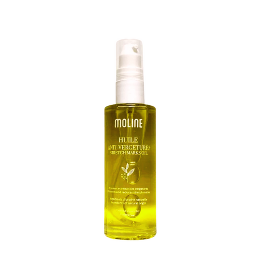 Huile Anti-Vergeture Moline 50ml disponible sur laparadulac.com, parapharmacie Tunisie : soin naturel pour prévenir et atténuer les vergetures.