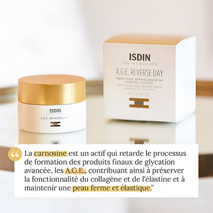 ISDIN A.G.E. Reverse Day – Crème anti-âge remodelante visage 50 ml – Disponible sur laparadulac.com – Laparadulac Parapharmacie Tunisie.

