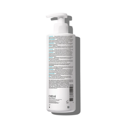 Flacon de 400ml du La Roche-Posay Lipikar Lait Urea 10%, lait hydratant pour peaux très sèches et rugueuses.

