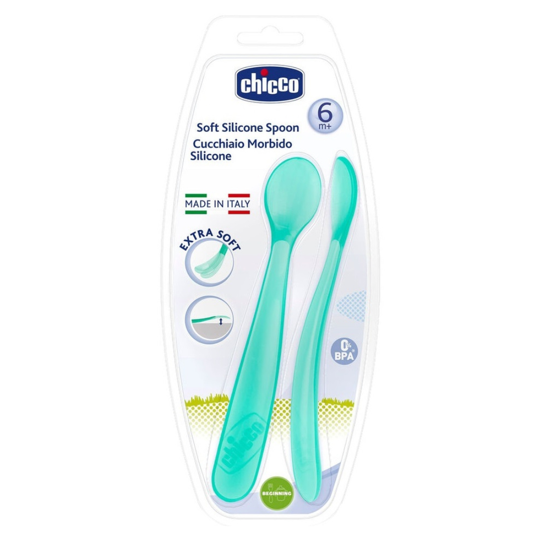 Cuillères bébé Chicco silicone garçon 6m+ – sur laparadulac.com parapharmacie Tunisie


