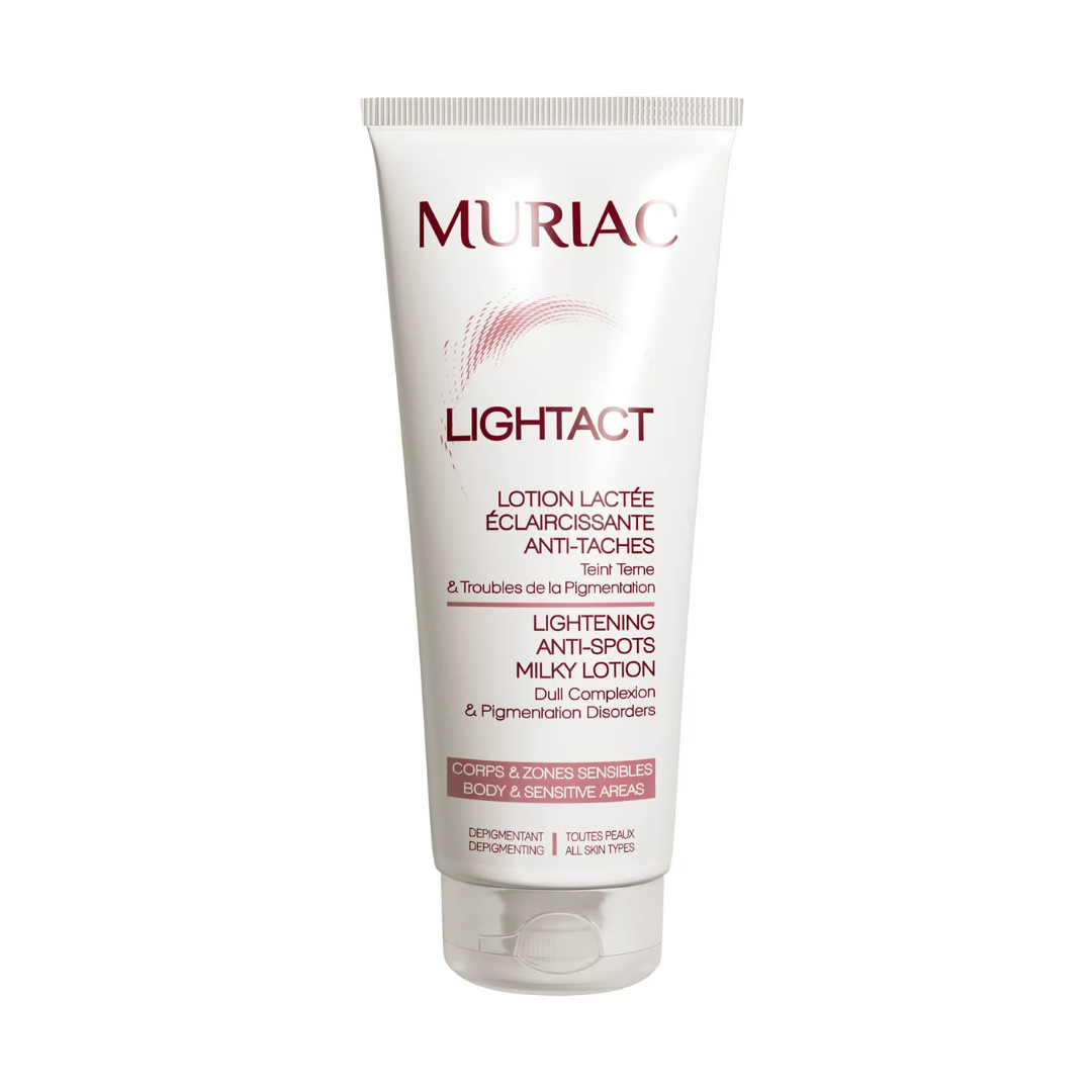 Lotion éclaircissante MURIAC Lightact 200 ml pour zones sensibles, disponible sur laparadulac.com, idéale pour atténuer les taches brunes et unifier le teint – parapharmacie Tunisie – soin éclaircissant corps et zones intimes.
