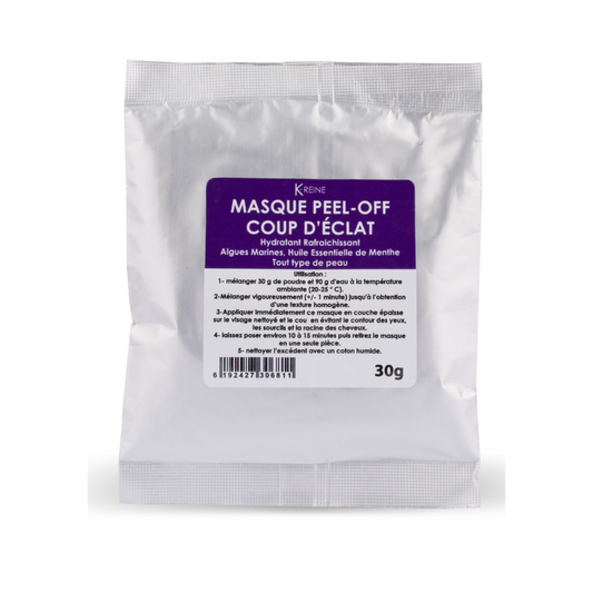 Masque peel-off Coup d'Éclat K-Reine 30g sur laparadulac.com, parapharmacie Tunisie. Soin visage rafraîchissant pour raviver l’éclat naturel de la peau.


