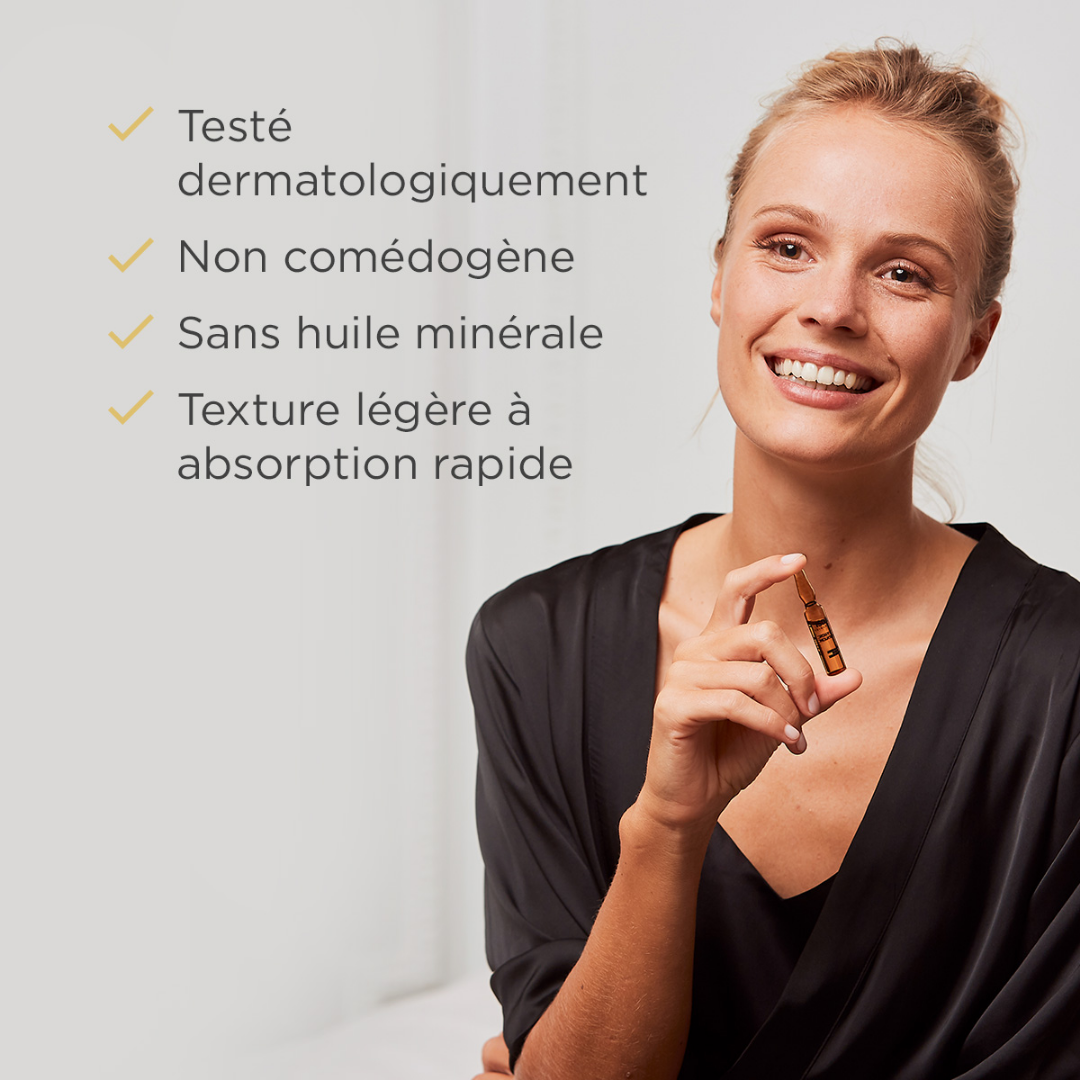 ISDIN Flavo-C Melatonin 10 ampoules – Sérum visage réparateur nuit à la mélatonine – Disponible sur laparadulac.com – Laparadulac Parapharmacie Tunisie.

