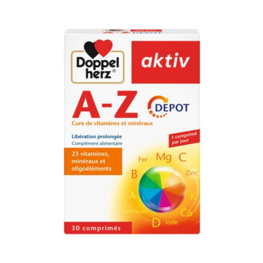Multivitamines AKTIV A-Z Action Durable disponibles sur laparadulac.com, parapharmacie Tunisie pour énergie, immunité et bien-être quotidien.

