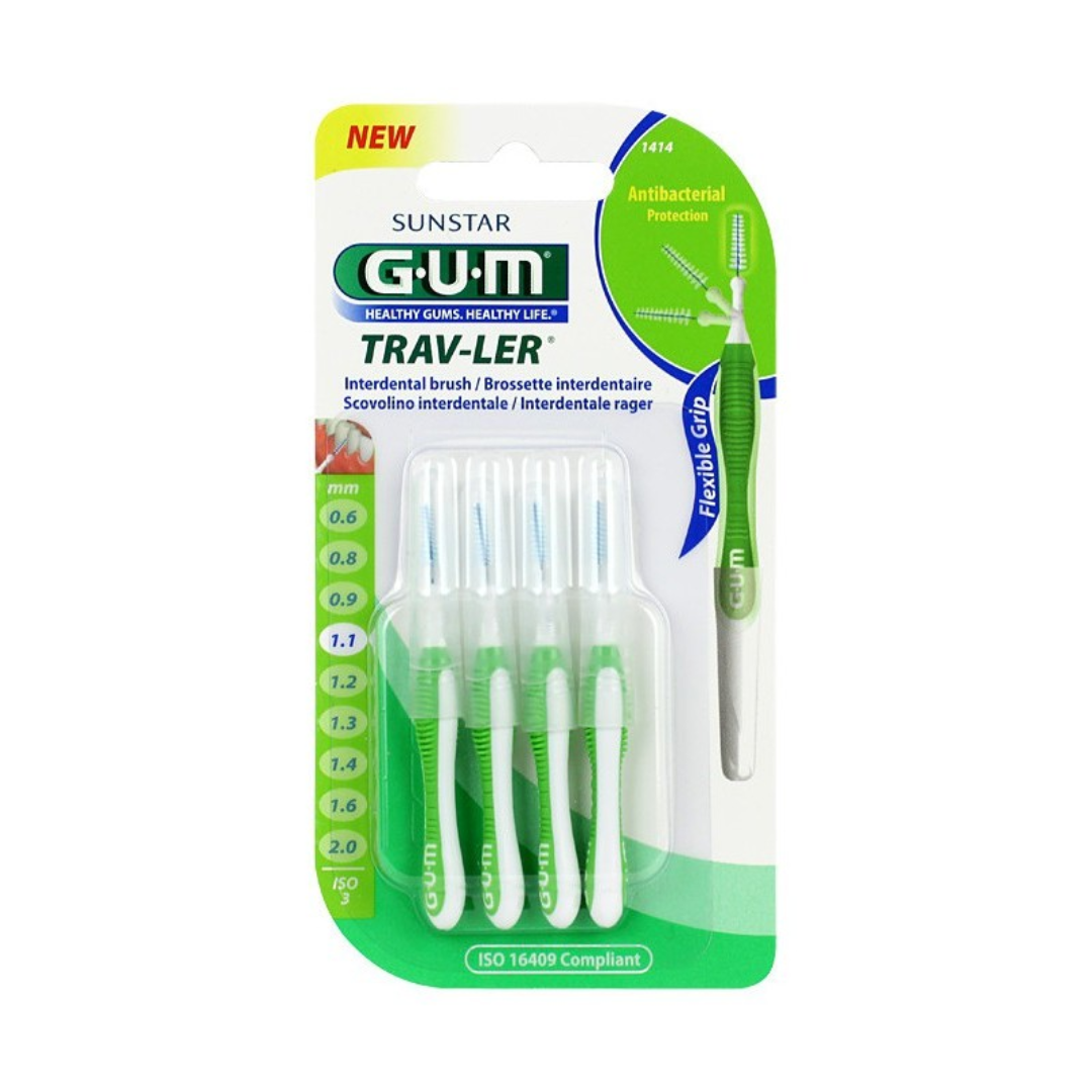 Brossettes interdentaires GUM Trav-Ler tailles 0.6 à 1.6 mm, lot de 4, laparadulac.com, parapharmacie Tunisie