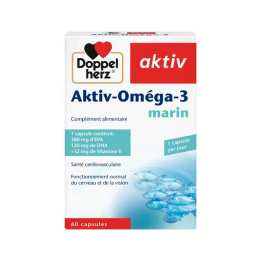 Complément Oméga-3 marin sur laparadulac.com, parapharmacie Tunisie, pour cœur sain, mémoire vive et énergie naturelle.

