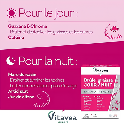Programme brûle-graisse jour et nuit Vitavea – parapharmacie Tunisie sur laparadulac.com – solution minceur complète 24h

