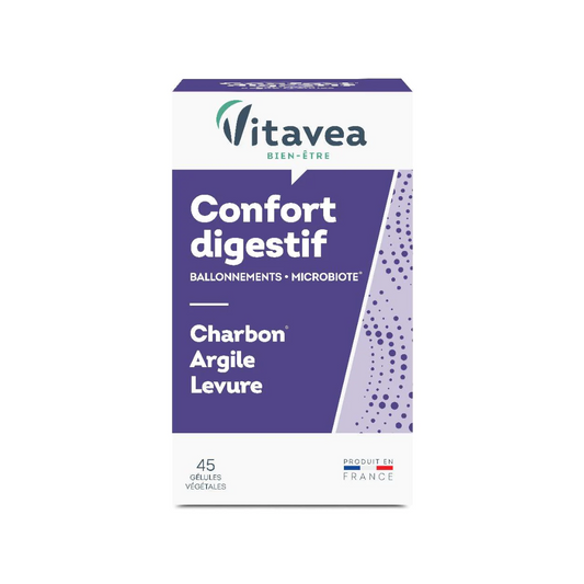 Vitavea Confort Digestif – parapharmacie Tunisie sur laparadulac.com – charbon, argile et levure contre ballonnements et digestion difficile

