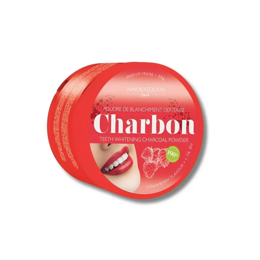 Poudre au charbon parfum fraise Innovatouch 100% naturelle, laparadulac.com, parapharmacie Tunisie, pour dents blanches et haleine fraîche

