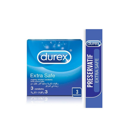 Préservatifs DUREX Extra Safe x3, sécurité renforcée, en vente sur laparadulac.com, parapharmacie Tunisie.