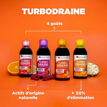 Draineur minceur TurboDraine goût framboise 500ml disponible sur laparadulac.com, votre parapharmacie Tunisie spécialisée en compléments alimentaires naturels.