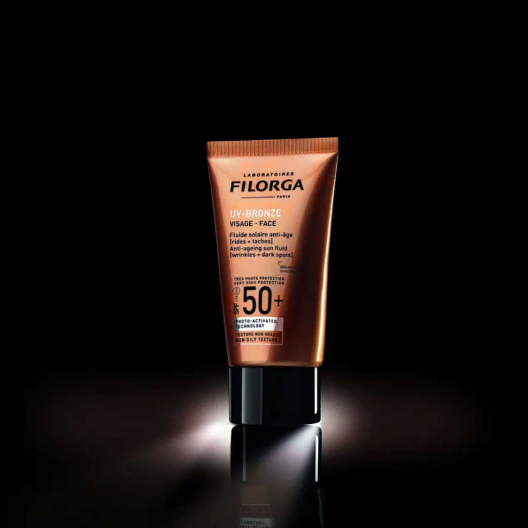 Tube UV-Bronze Face SPF50+ Filorga – écran solaire visage haute protection, aide à protéger la peau du photovieillissement, fini confortable, achat en ligne Tunisie sur laparadulac.com, qualité garantie.