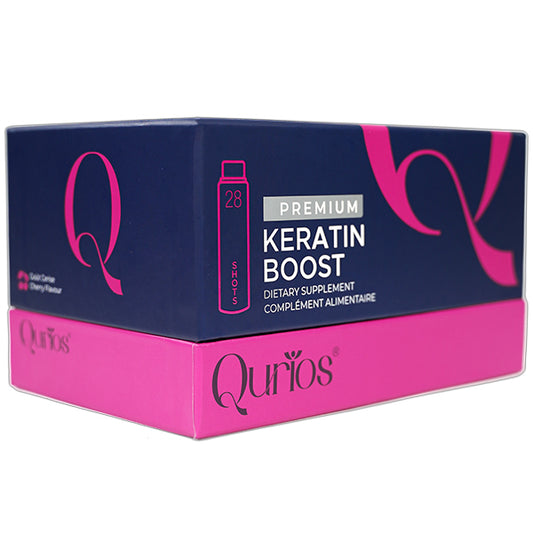 boîte QURIOS Keratin Boost PREMIUM 28 shots soin cheveux anti-chute et réparation, parapharmacie en ligne laparadulac.com Tunisie