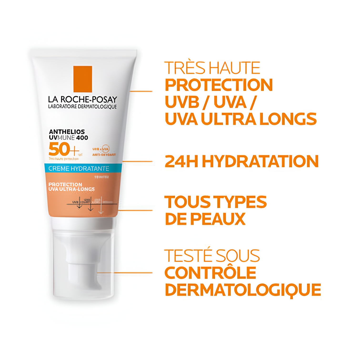 Crème solaire teintée visage SPF50+ UVMUNE 400 La Roche-Posay – haute protection UVA UVB – parapharmacie Tunisie – www.laparadulac.com

