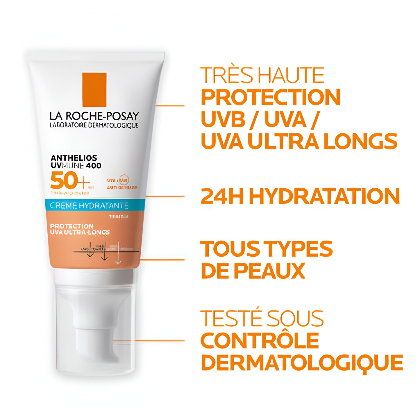 Crème solaire teintée visage LA ROCHE POSAY UVMUNE 400 SPF50+ 50ml disponible sur laparadulac.com – parapharmacie Tunisie.

