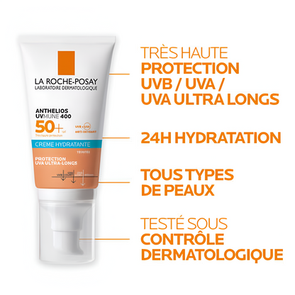 Crème solaire teintée visage LA ROCHE POSAY UVMUNE 400 SPF50+ 50ml disponible sur laparadulac.com – parapharmacie Tunisie.

