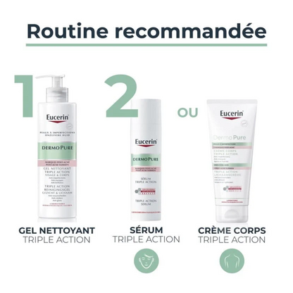 Gel nettoyant visage Eucerin Dermopure – triple action anti-taches et points noirs – Tunisie