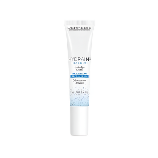 Crème contour yeux Hydrain 3 Dermedic anti-cernes et anti-poches, disponible sur laparadulac.com, parapharmacie Tunisie.