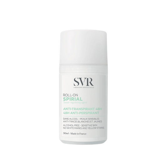 Déodorant SVR Spirial Roll On 48h à retrouver sur laparadulac.com, parapharmacie Tunisie pour une efficacité anti-transpirante intense et apaisante. SVR Tunisie.

