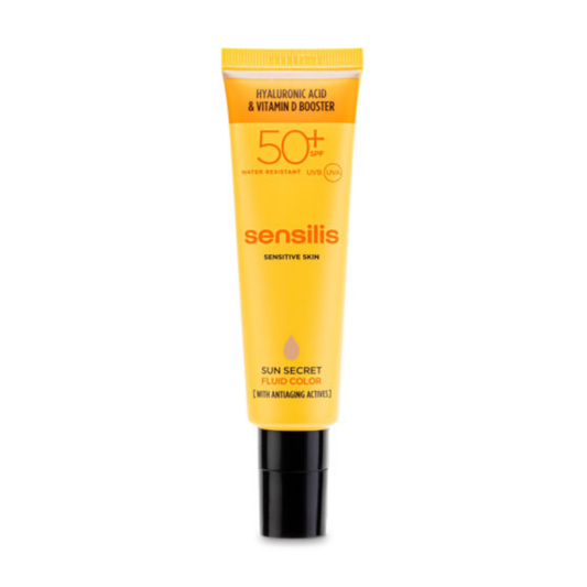 “Sensilis Sun Secret Fluide Teinté SPF 50+ 50 ml, fluide anti-âge hydratant, haute protection solaire, parapharmacie Tunisie laparadulac.com”

