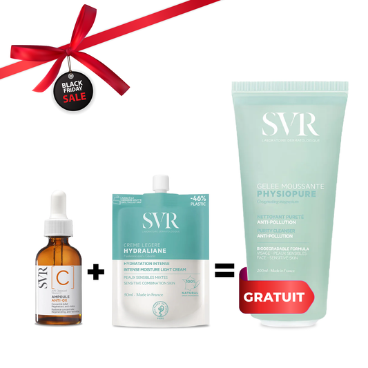 Pack SVR A, B ou C + Hydraliane + Gelée nettoyante 200ml, routine hydratante visage, parapharmacie en ligne Tunisie