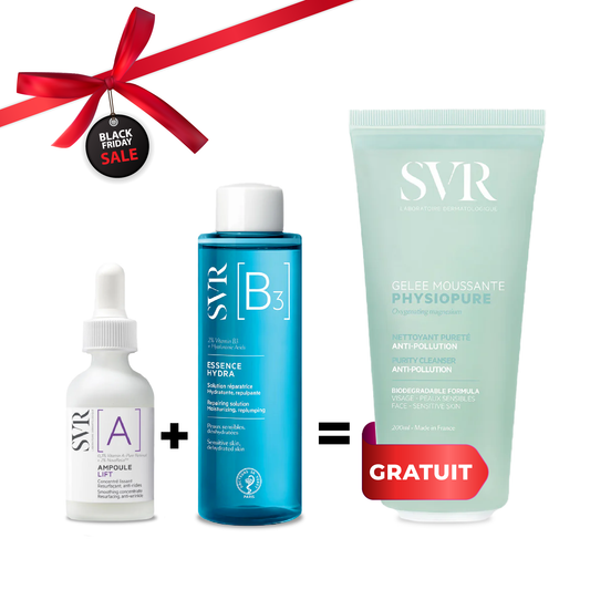 Pack SVR Ampoule A, B ou C + Essence Hydra + Gelée nettoyante 200ml, routine hydratante visage, parapharmacie en ligne Tunisie