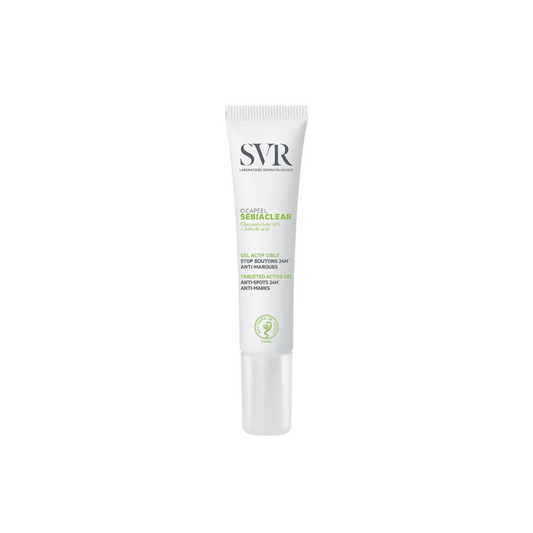 SVR SEBIACLEAR Cicapeel Gel Actif 15 ml – soin local anti-boutons et imperfections, disponible sur laparadulac.com, parapharmacie en ligne en Tunisie.