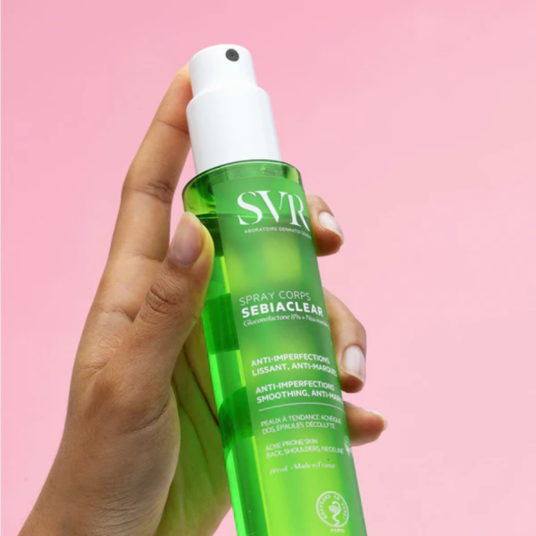 SVR Sebiaclear Spray Corps – Soin purifiant anti-boutons pour dos et corps – Disponible sur La Para du Lac, parapharmacie en ligne N°1 en Tunisie.
