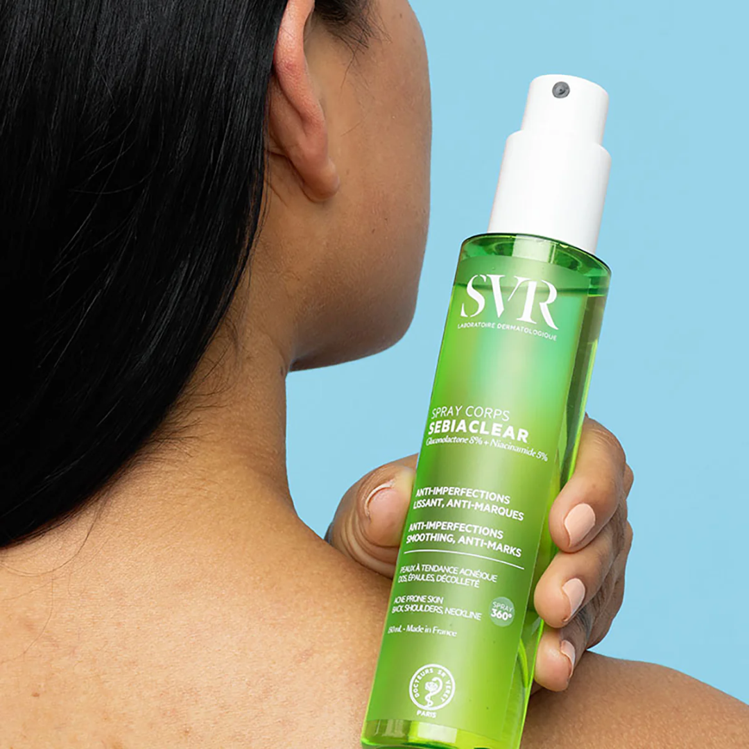 SVR Sebiaclear Spray Corps – Soin purifiant anti-boutons pour dos et corps – Disponible sur La Para du Lac, parapharmacie en ligne N°1 en Tunisie.