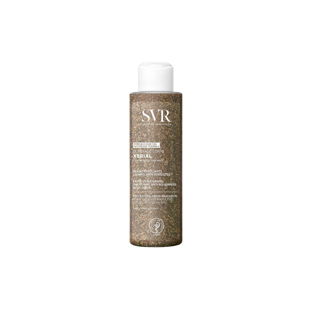 SVR Xerial Gommage – Gommage corps lissant et exfoliant pour peaux sèches ou rugueuses – Disponible sur La Para du Lac, meilleure parapharmacie en ligne en Tunisie.