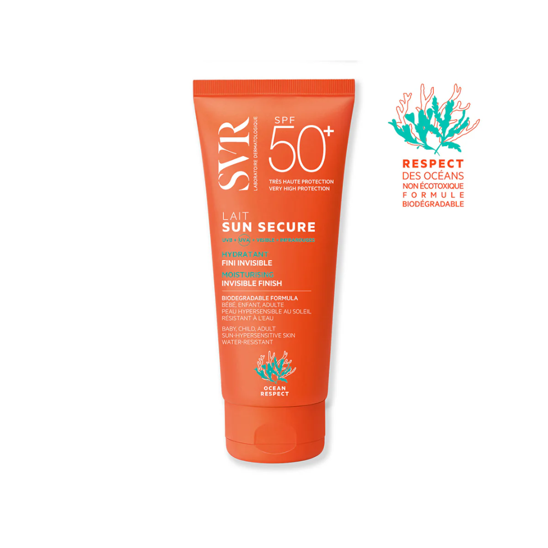 Lait solaire SVR SPF50+ – protection UV haute, hydratation peau. Disponible chez La Para du Lac, parapharmacie de qualité.