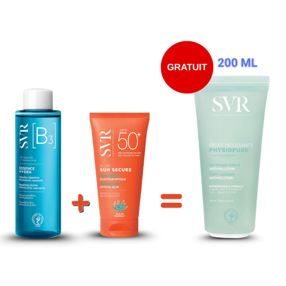 SVR PACK SUN SECURE Blur + Essence Hydra [B3] + Gelee moussante Gratuite