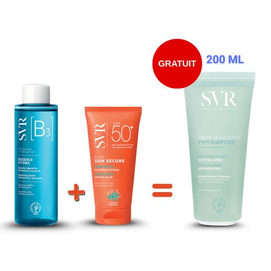 SVR PACK SUN SECURE Blur + Essence Hydra [B3] + Gelee moussante Gratuite
