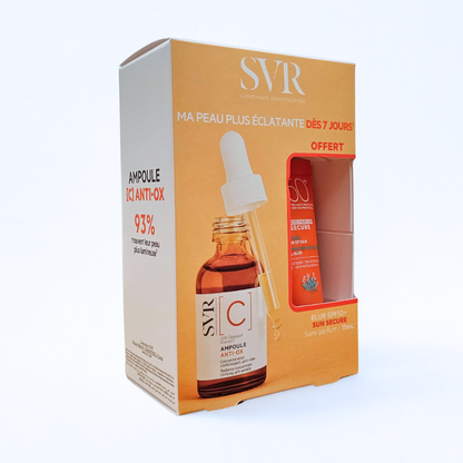 Coffret SVR Ampoule C Anti-Ox + Blur sans parfum 15ml – soin éclat antioxydant et protection solaire. Sur laparadulac.com, parapharmacie de référence en Tunisie.