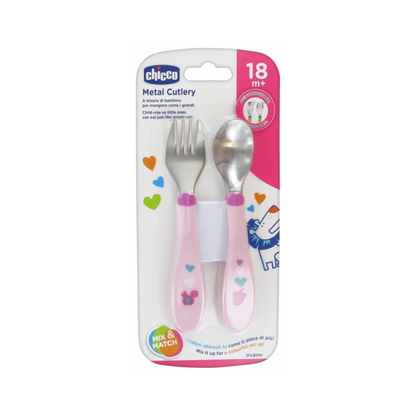 Set Chicco cuillère et fourchette inox bébé 18 mois+ rose – sur laparadulac.com parapharmacie Tunisie

